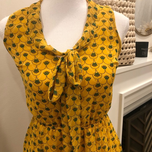 Xhilaration Sleeveless Tie Neck Dress in Mustard Yellow - Size XS - Picture 8 of 8